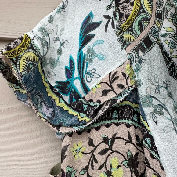 Etro Silk Dress,abstract print,short sleeve,half button,back zip,midi - Picture 6 of 14